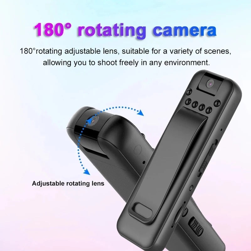 180° Rotatable Lens, 3 Hours Recording, HD 1080P Body Worn Camera