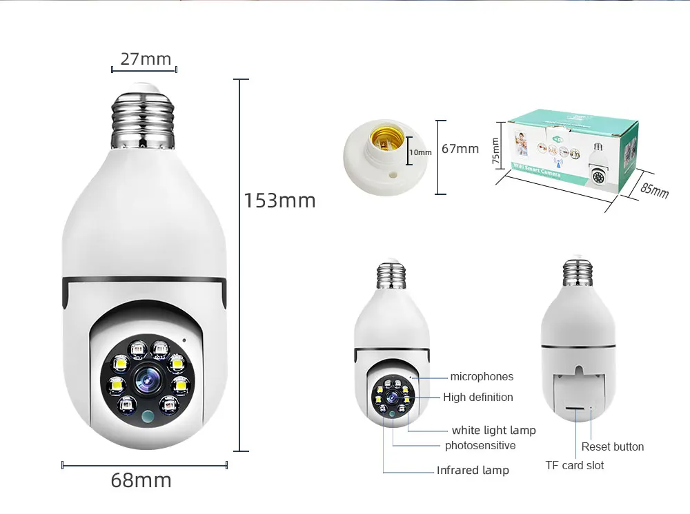 300w Light Bulb Security Camera